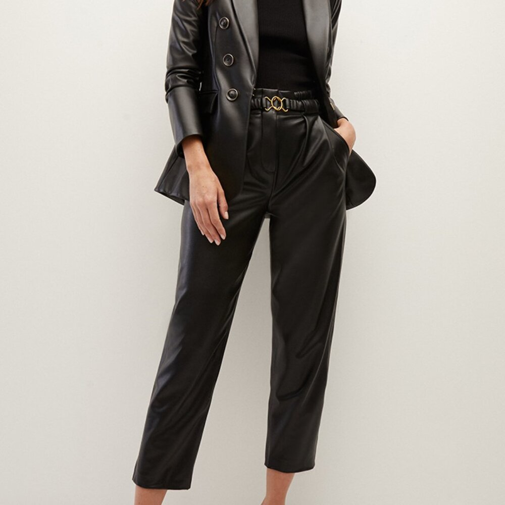 Veronica Beard Coolidge Faux Leather Pant with Removable Belt size 10